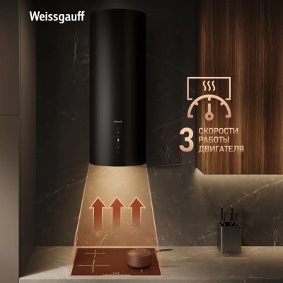 Вытяжка каминная Weissgauff Tubus 90 Black Edition черный управление: кнопочное (1 мотор)