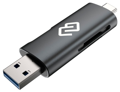 Устройство чтения карт памяти USB 2.0/Type C Digma CR-CU2520-G серый