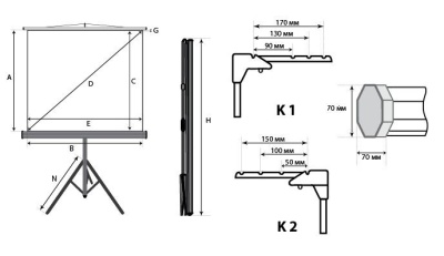 Экран на треноге Lumien 127x127см Master View LMV-100101 1:1 напольный рулонный