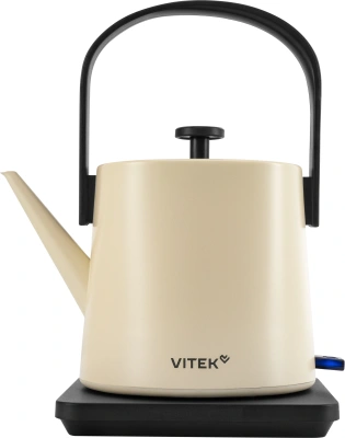 Чайник электрический Vitek VT-WK1001 0.8л. 1000Вт белый/черный корпус: металл