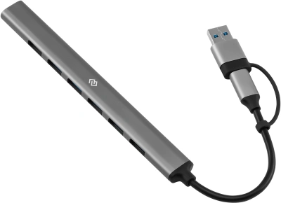 Разветвитель USB-C + USB-A Digma DHUB-7USB-AC-2.0 7порт. серебристый