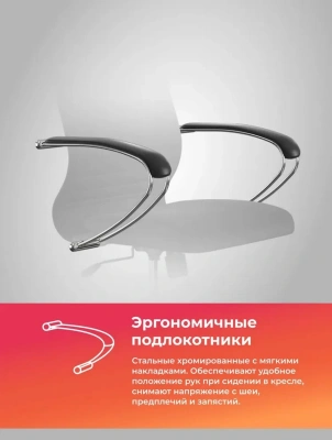 Кресло Метта SU-B-10 черный сиденье черный сетка с подголов. крестов. сталь хром