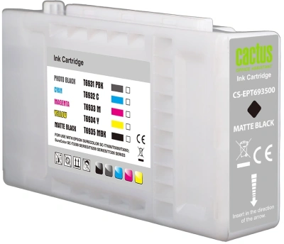 Картридж струйный Cactus CS-EPT693500 T6935 черный матовый (350мл) для Epson SureColor SC-T3000/T3070/T3200/T5000/5200 с чипом