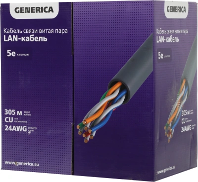 Кабель информационный ITK Generica BC1-C5E04-128-305-G кат.5E UTP 4 пары 24AWG LSZH внутренний 305м белый