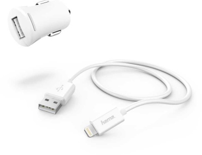 Автомобильное зар./устр. Hama H-183266 12W 2.4A USB для Apple белый (00183266)