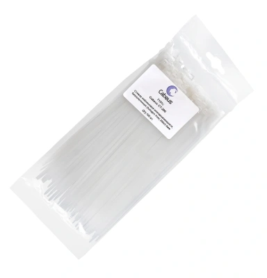 Стяжка пластиковая Cabeus CT-300 300x3.6мм (упак:100шт) нейлон внешний (-40/+85) белый