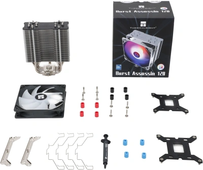 Устройство охлаждения(кулер) Thermalright Burst Assassin 120 ARGB Soc-AM5/AM4/1200/1700/1851 серебристый/черный 4-pin 25.6dB Al+Cu 510gr Ret (BA120-ARGB)
