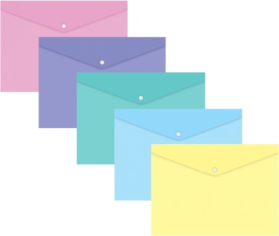 Конверт на кнопке Бюрократ Пастель -PKPAST/PINK A4 пластик 0.18мм розовый