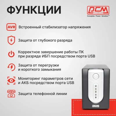 Источник бесперебойного питания Powercom Imperial IMP-2000AP 1200Вт 2000ВА черный