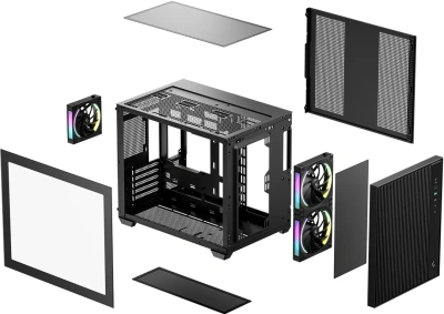 Корпус Deepcool CG330 Mesh 3F черный без БП mATX 10x120mm 5x140mm 1xUSB2.0 1xUSB3.0 audio bott PSU