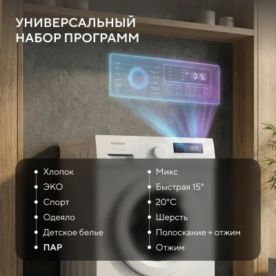 Стиральная машина Hyundai WME6004 класс: A+++ загр.фронтальная макс.:6кг белый инвертор