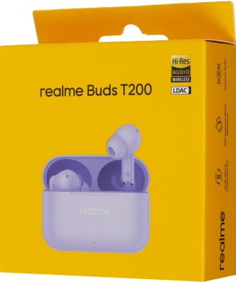Гарнитура внутриканальные Realme Buds T200 фиолетовый беспроводные bluetooth в ушной раковине (6941764462083)