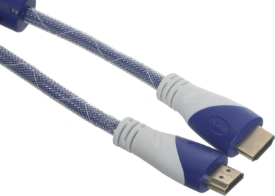 Кабель аудио-видео HDMI (m)/HDMI (m) 1.8м. феррит.кольца позолоч.конт. синий/белый (VER 1.4)