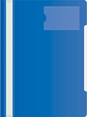 Папка-скоросшиватель Бюрократ -PS-V20BLU A4 прозрач.верх.лист карм.для визит. пластик синий 0.12/0.16