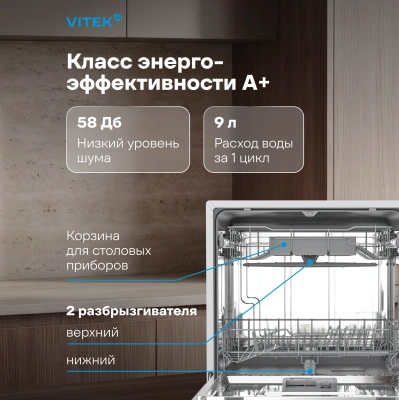 Посудомоечная машина Vitek VT-DT506 белый (компактная)