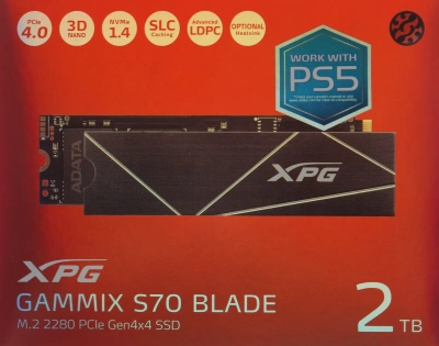 Накопитель SSD A-Data PCIe 4.0 x4 2TB AGAMMIXS70B-2T-CS XPG Gammix S70 Blade M.2 2280