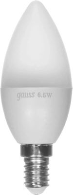 Лампа светодиодная Gauss 6.5Вт цок.:E14 свеча 220B св.свеч.бел.теп. 35-C (упак.:1шт) (103101107)