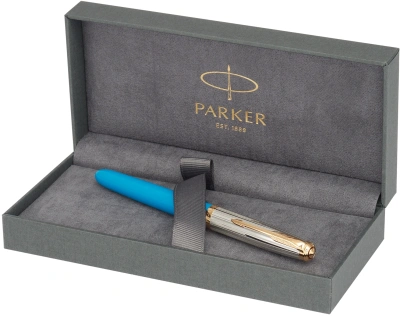 Ручка перьев. Parker 51 Premium (CW2169078) Turquoise GT F сталь нержавеющая подар.кор.