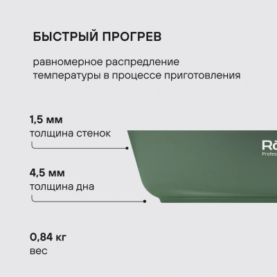 Сковорода Rondell Modesty RDA-2037 круглая 24см покрытие: Xylan Plus ручка несъемная (без крышки) зеленый