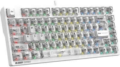 Клавиатура A4Tech MS76 механическая белый USB Multimedia for gamer LED кабель 1.8м