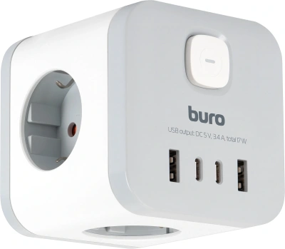 Сетевой разветвитель Buro BU-PW3UC-W (3 розетки) белый (коробка)