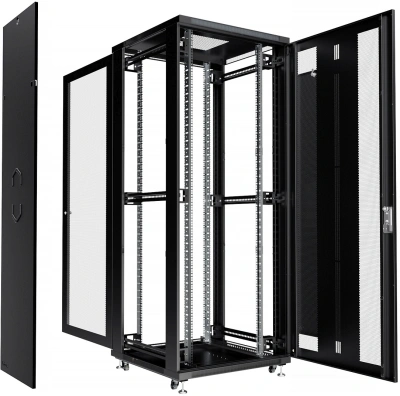 Шкаф серверный Cabeus (ND-05C-47U80/100-BK) напольный 47U 800x1000мм пер.дв.перфор. задн.дв.перфор. 800кг черный 900мм 136кг 220град. 2277мм IP20 сталь