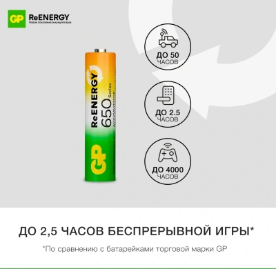 Аккумулятор GP 65AAAHCRGY-2CRCB2 AAA NiMH 650mAh (2шт)