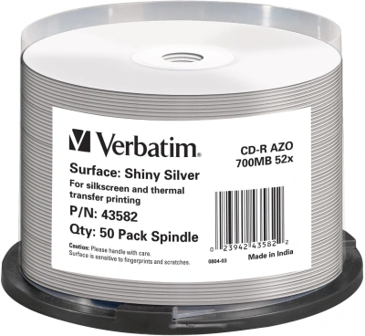 Диск CD-R Verbatim 700Mb 52x Cake Box (50шт) Printable (43582)