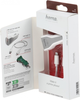 Автомобильное зар./устр. Hama H-183317 30W 3A (PD) USB Type-C для Apple белый (00183317)