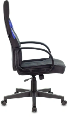 Кресло игровое Zombie RUNNER черный/синий ткань/эко.кожа крестов. пластик