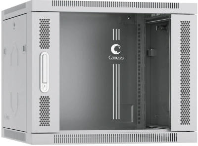 Шкаф коммутационный Cabeus (SH-05F-9U60/60) настенный 9U 600x600мм пер.дв.стекл 60кг серый 540мм 20кг 501мм IP20 сталь