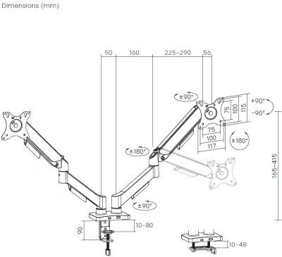 Кронштейн для мониторов Cactus CS-VM-MD-72-BK черный/белый 17"-32" макс.9кг настольный поворот и наклон