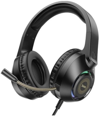 Наушники с микрофоном Hoco W108 Sue черный 2м мониторные USB оголовье (W108)