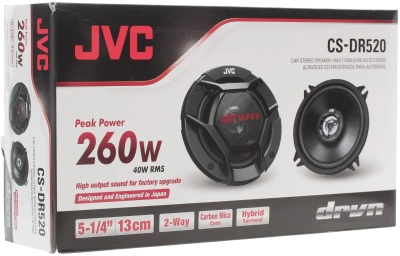 Колонки автомобильные JVC CS-DR520 260Вт 88дБ 4Ом 13см (5дюйм) (ком.:2кол.) коаксиальные двухполосные