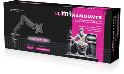Кронштейн для мониторов Ultramounts UM739 черный 17"-32" макс.9кг крепление к столешнице поворот и наклон