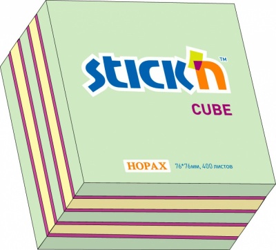 Блок самоклеящийся бумажный Stick`n 21341 76x76мм 400лист. 70г/м2 неон+пастель 3цв.в упак.