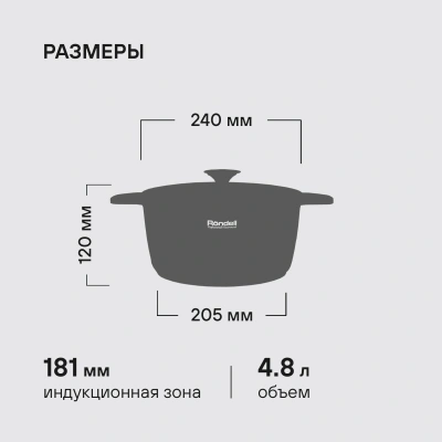 Кастрюля Rondell ArtDeco RDA-1254 4.8л. d=24см (с крышкой) черный