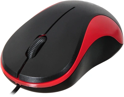 Мышь Оклик 115S черный/красный оптическая 1200dpi USB для ноутбука 3but (711637)