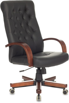 Кресло руководителя Бюрократ T-9928WALNUT/ECO черный экокожа крестов. металл/дерево