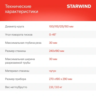 Стойка для углошлиф.машин Starwind SGA-150AL