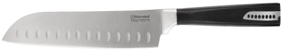 Нож кухонный Rondell Cascara RD-687 стальной сантоку лезв.178мм прямая заточка черный блистер