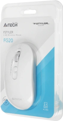 Мышь A4Tech Fstyler FG20 белый оптическая 2000dpi беспров. USB для ноутбука 4but (FG20 WHITE)