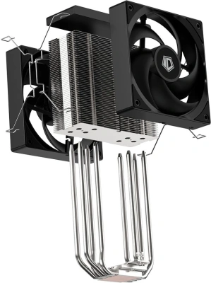 Устройство охлаждения(кулер) ID-Cooling SE-214-XT V2 Plus нет подсветки Soc-AM5/AM4/1200/1700/1851 серебристый/черный 4-pin 27.2dB Al+Cu 220W 680gr Ret