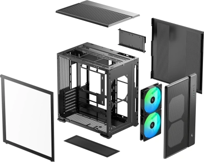 Корпус Deepcool CG590 MESH 2F черный без БП ATX 11x120mm 2xUSB3.0 audio bott PSU
