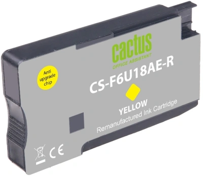 Картридж струйный Cactus CS-F6U18AE-R 953XL желтый (24мл) для HP OJ Pro 7740/8210/8218/8710/8715 с чипом