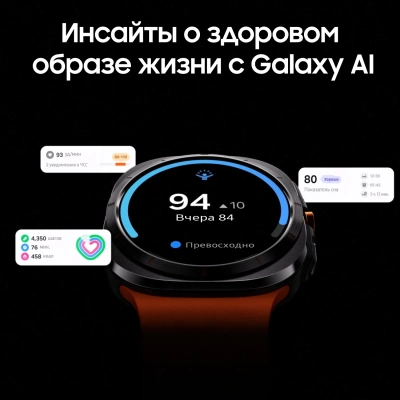 Смарт-часы Samsung Galaxy Watch Ultra LTE 47мм 1.5" AMOLED корп.черный рем.оранжевый (SM-L705FDAACAU)