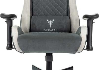 Кресло игровое Knight Regal Fabric серый/светло-серый искусственная замша крестов. металл
