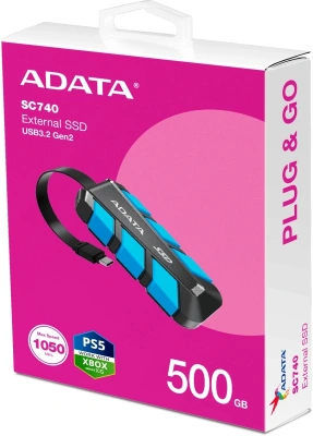 Накопитель SSD A-Data USB3.2 Gen2 500GB SC740-500G-CBU SC740 синий