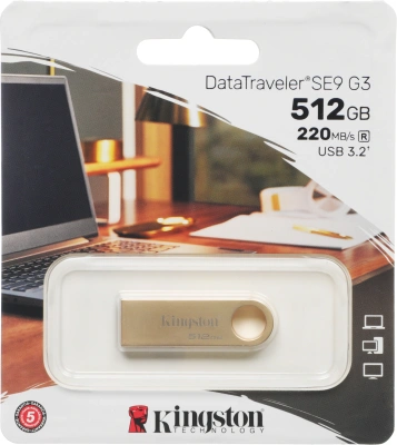 Флеш Диск Kingston 512GB DataTraveler SE9 DTSE9G3/512GB USB3.0 золотистый