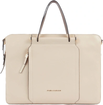 Деловая сумка женская Piquadro Circle CA4021W92/BECU с отделением для ноутбука 15.6" бежевая натур.кожа